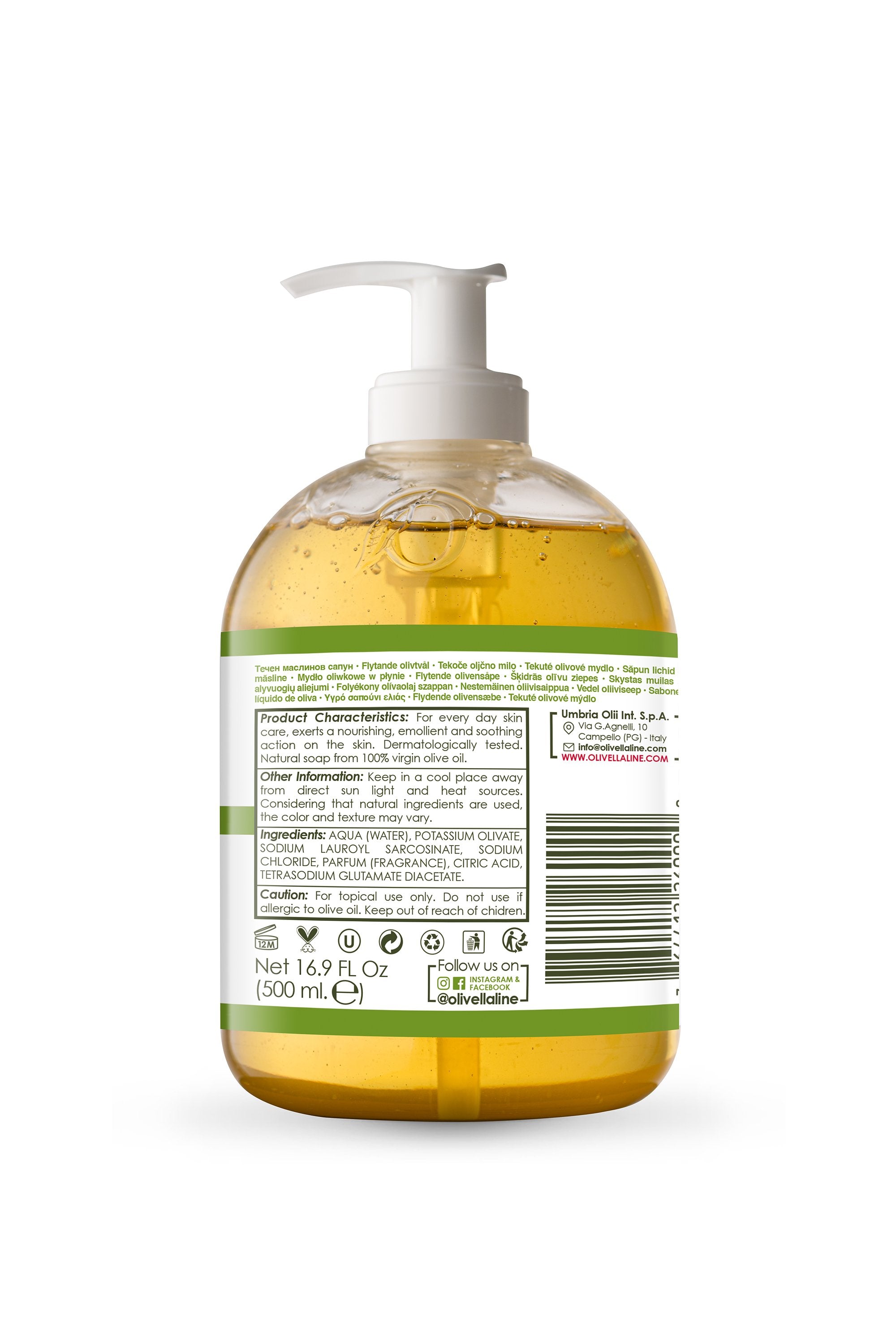 Olivella Face & Body Liquid Soap - Classic 16.9 Oz - Olivella