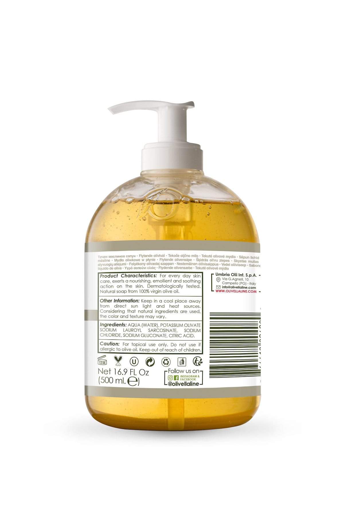 Olivella Liquid Soap - Raw Fragrance Free 16.9 Oz - Olivella