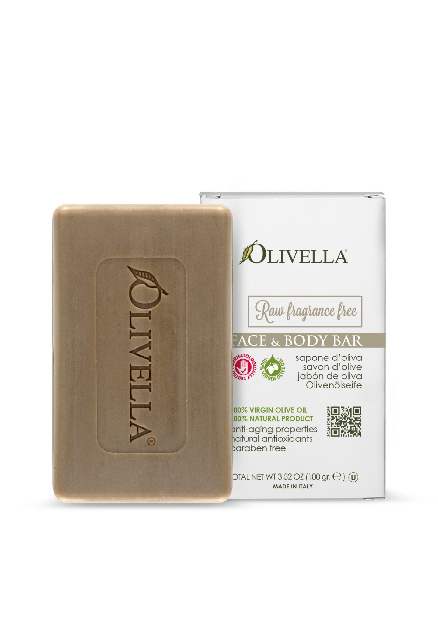 Olivella Fragrance Free Bar Soap 3.52 Oz - Olivella