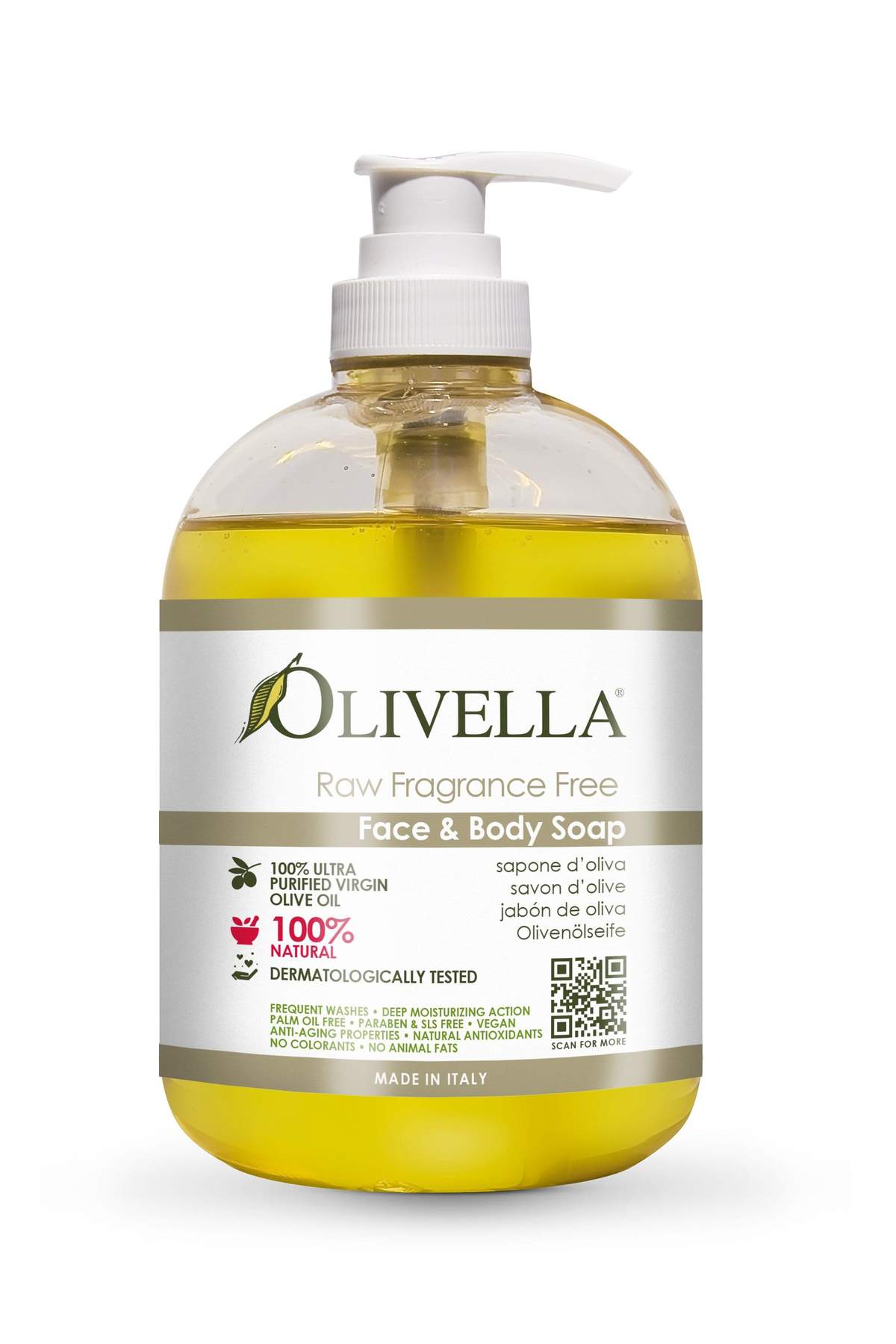 Olivella Liquid Soap - Raw Fragrance Free 16.9 Oz - Olivella