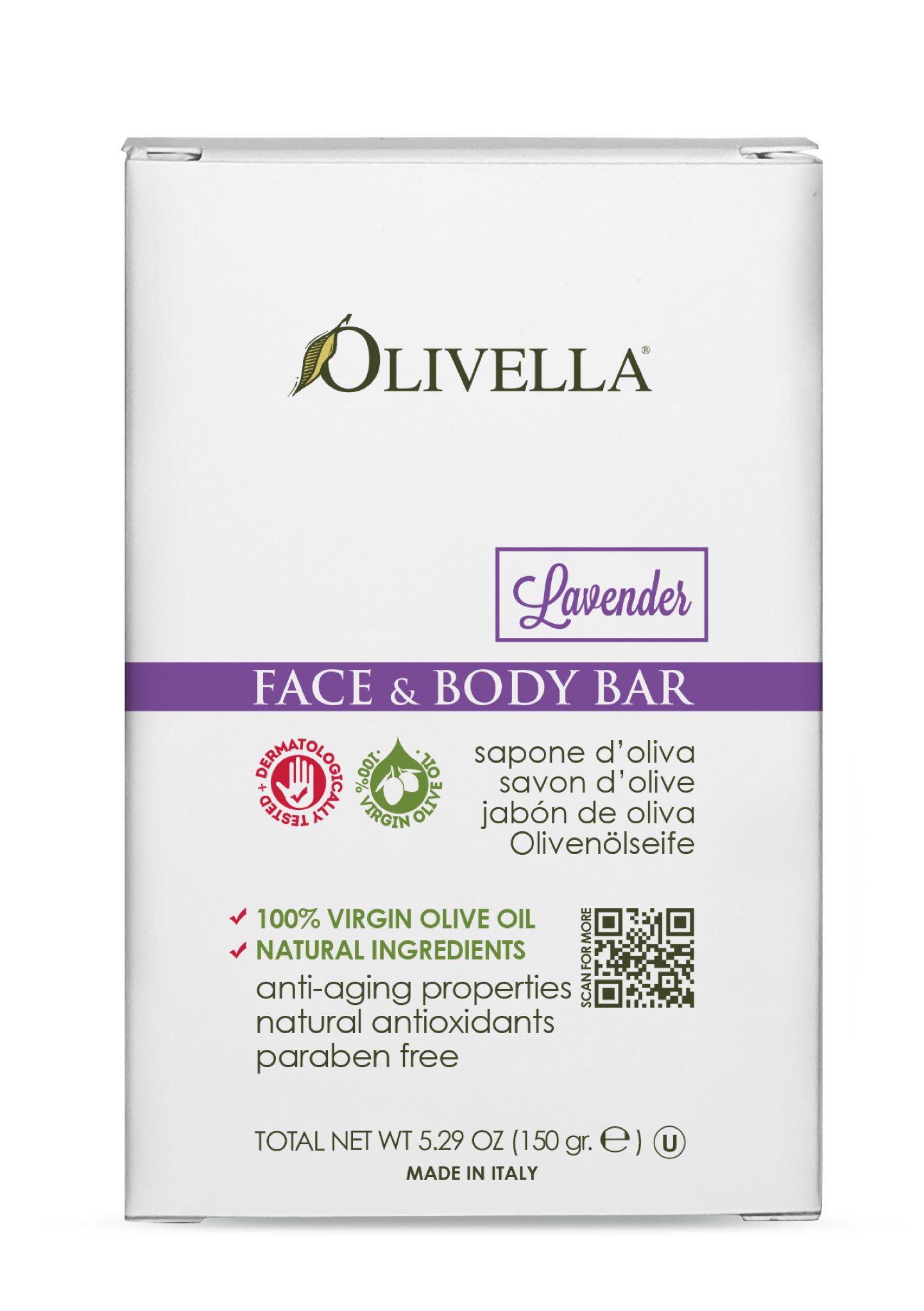 Olivella Bar Soap Lavender 5.29 Oz - Olivella