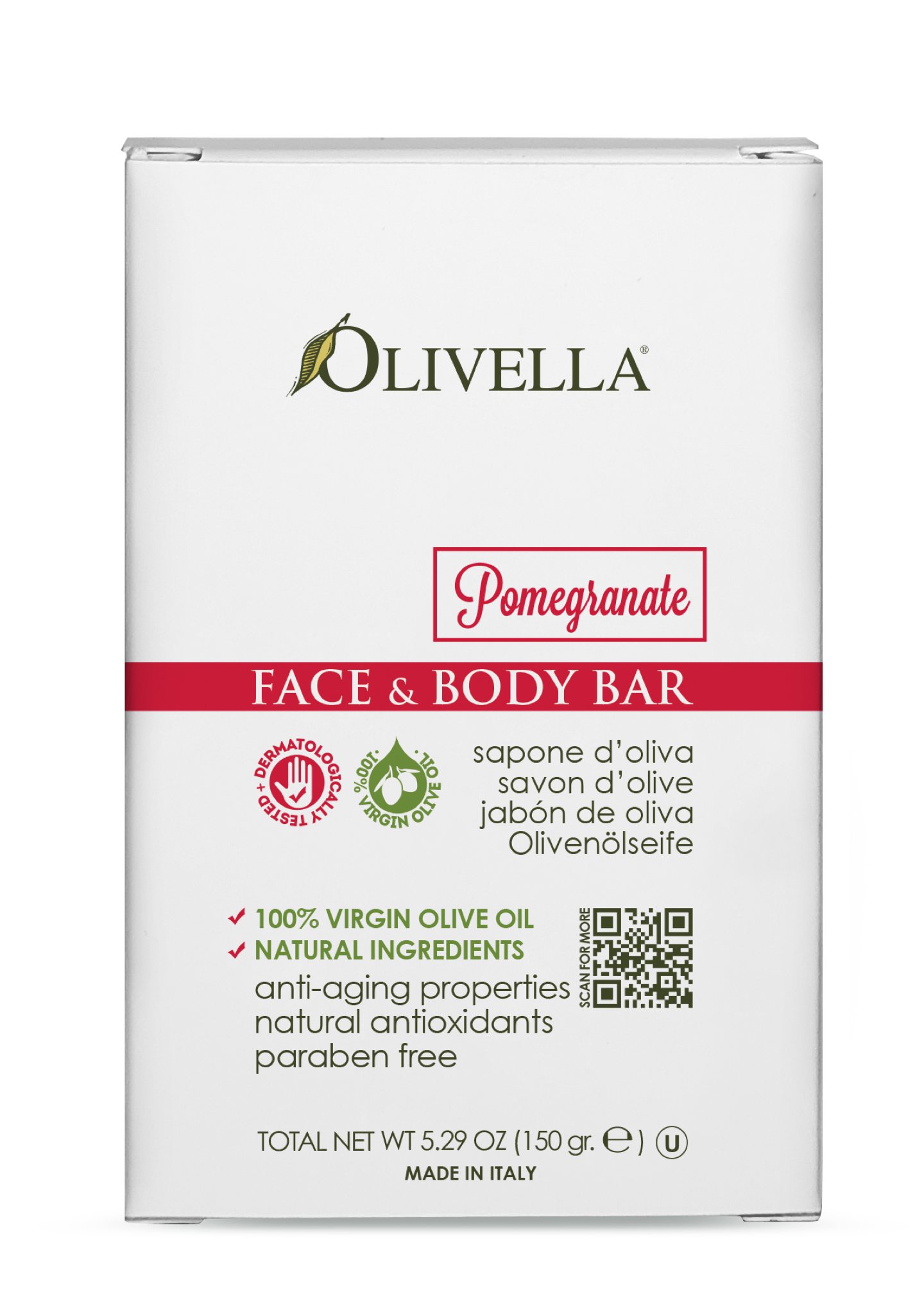 Olivella Bar Soap Pomegranate 5.29 Oz - Olivella