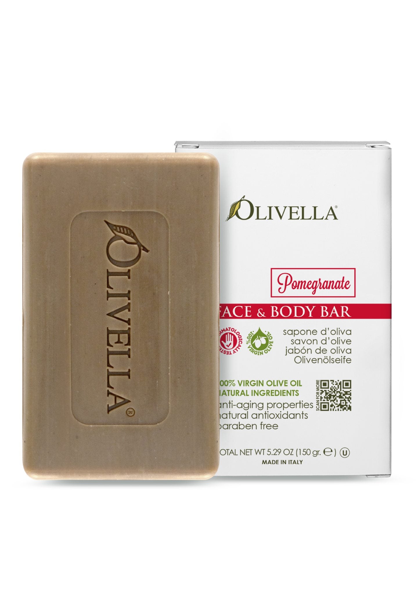 Olivella Bar Soap Pomegranate 5.29 Oz - Olivella